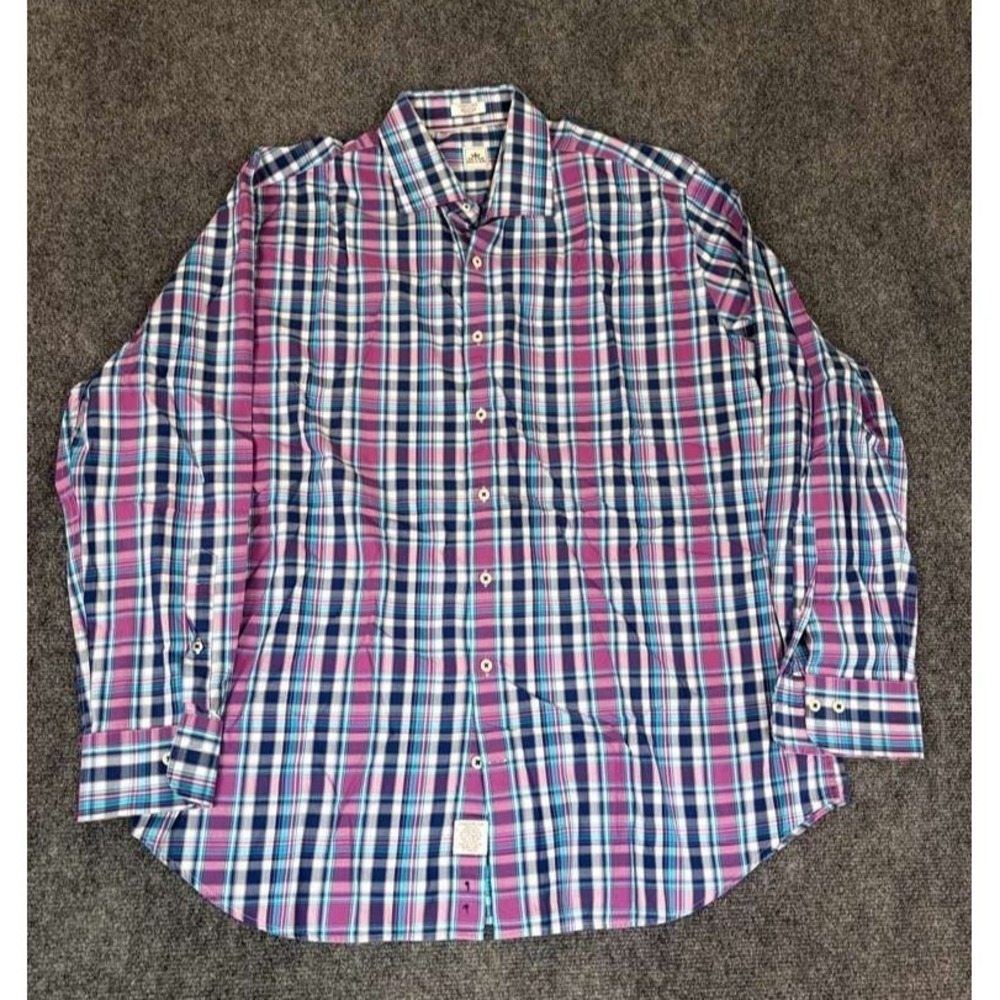 Peter Millar Men's Plaid Multicolor Cotton Long Sleeve Button-Down Shirt XL